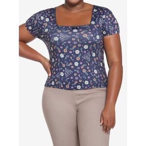 Harry Potter Deathly Hallows Floral Square Neck Girls Top Plus Size 2